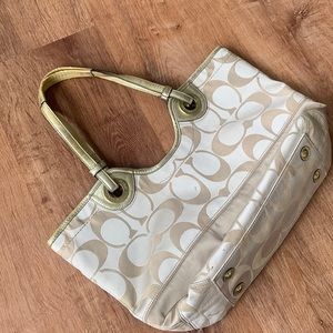 Gold Canvas Coach Purse